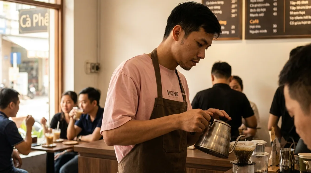 may đồng phục quán cà phê