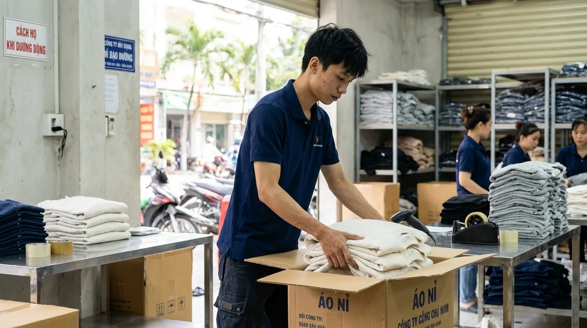 xưởng may áo đồng phục